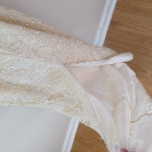 Stenay Cream/Champagne Colored Beaded Long Cocktail Dress - Sz 6 - Picture 3 of 10